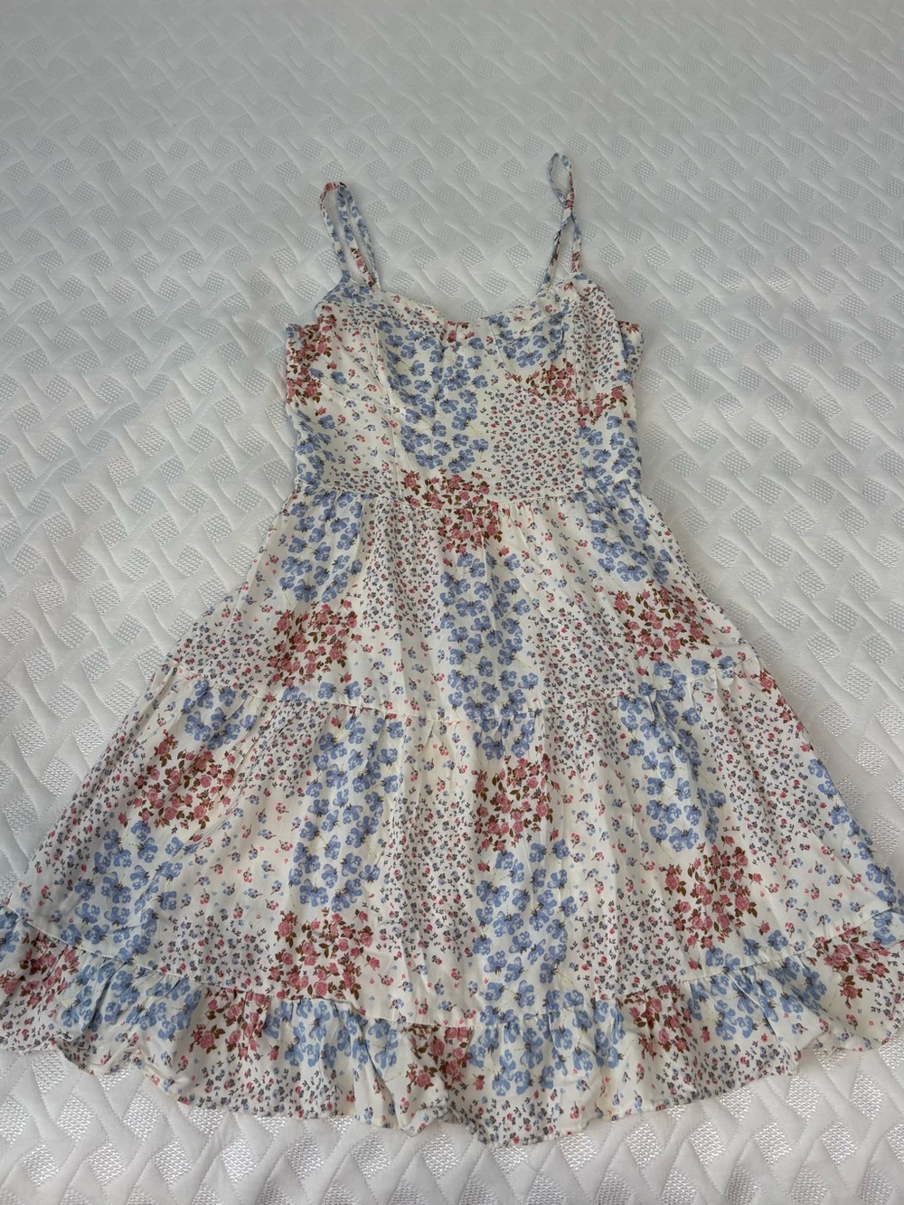 Aeropostale Cream Sundress with Blue & Pink Floral Print XS